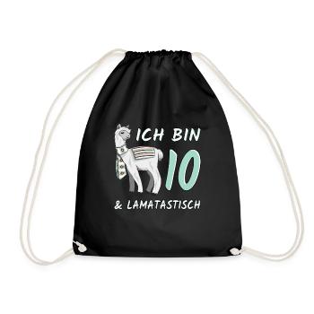 10 Jahre Lama Lamatastisch 10. Geburtstag Geschenk - Turnbeutel - Schwarz - Vorne