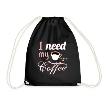 Coffee coffee - Drawstring Bag - black - Front