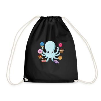 Sweet octopus gift octopus with sweets - Drawstring Bag - black - Front