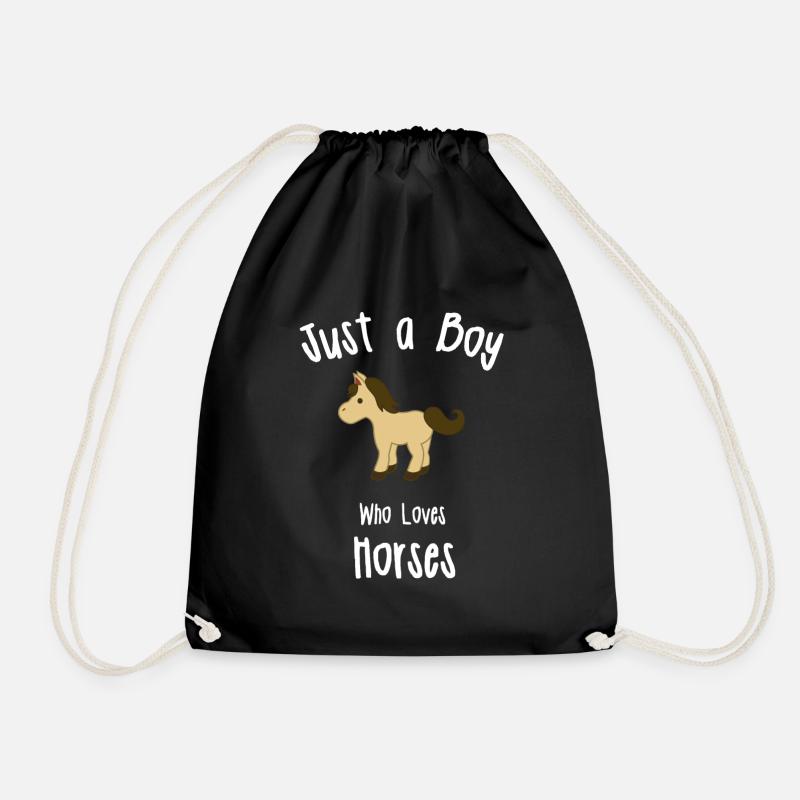 Horse design for Boys - Drawstring Bag - black