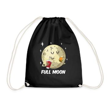 Full Moon Vollmond Geschenk Fast Food Mond Sterne - Turnbeutel - Schwarz - Vorne