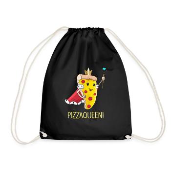 Pizza Queen Gift Salami Pizza Girlfriend Foodie - Drawstring Bag - black - Front