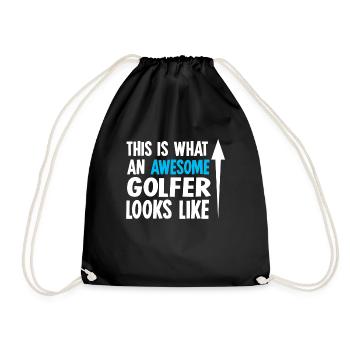 Golf Golfer - Turnbeutel - Schwarz - Vorne
