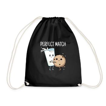 Perfect Match Geschenk Valentinstag Milch Cookie - Turnbeutel - Schwarz - Vorne
