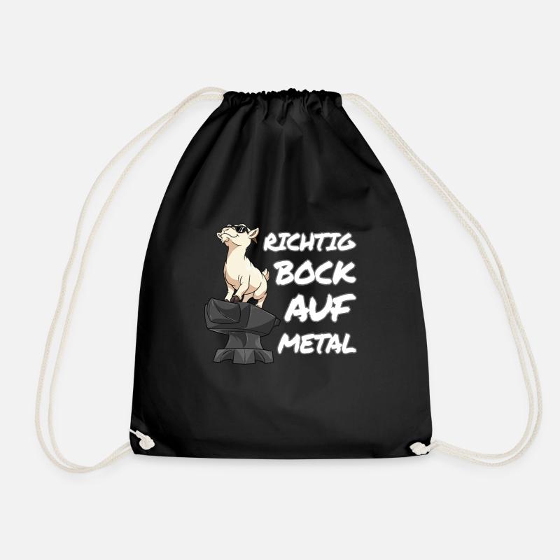 Richtig Bock auf Metal Geschenk Metaller Band - Turnbeutel - Schwarz