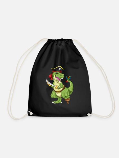 T-Rex Pirat Dinosaurier Seeräuber Piratenkostüm - Turnbeutel - Schwarz