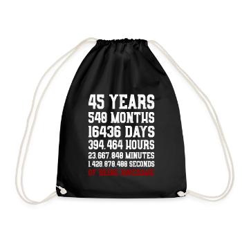 45 Years of being awesome Geschenk 45. Geburtstag - Turnbeutel - Schwarz - Vorne
