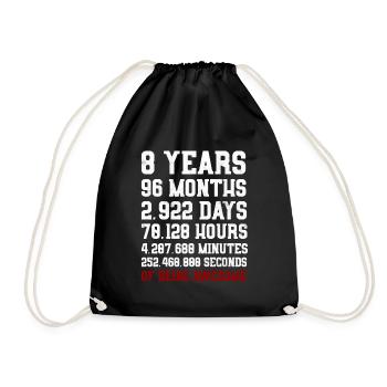 8 Years of being awesome Geschenk 8. Geburtstag - Turnbeutel - Schwarz - Vorne