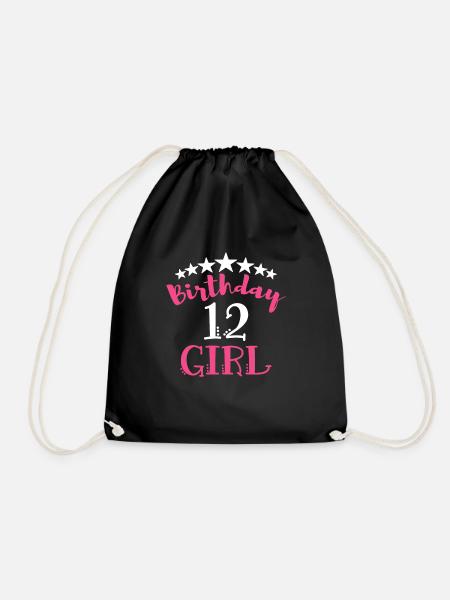 Birthday Girl 12 Geschenk 12. Geburtstag Mädchen - Turnbeutel - Schwarz