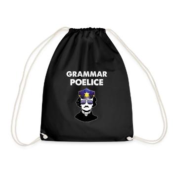 Poe Grammar Police English Teacher Gift design - Drawstring Bag - black - Front