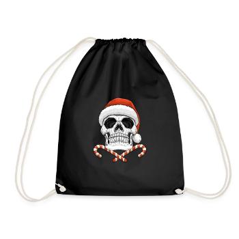 Crâne Père Noël Crâne Noël - Sac de sport léger - noir - Devant