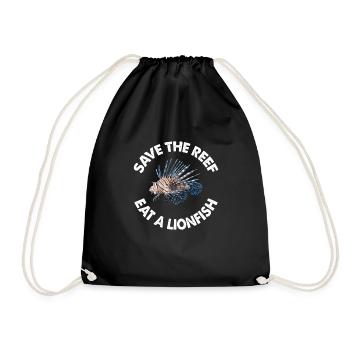 Lionfish Scuba Diver design Gifts - Drawstring Bag - black - Front
