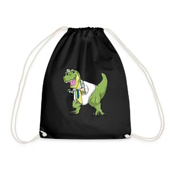 T-Rex doctor costume carnival doctor dinosaur - Drawstring Bag - black - Front
