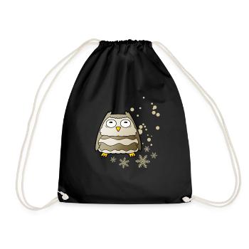 Hearty owl with snowflakes - Drawstring Bag - black - Front