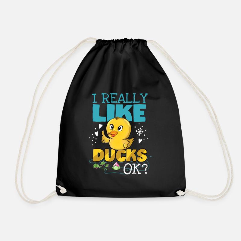 I Love Rubber Ducks Rubber Duck Bath Gift - Drawstring Bag - black