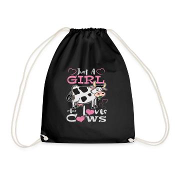 Just A Girl Who Loves Cows Cow Lover - Drawstring Bag - black - Front