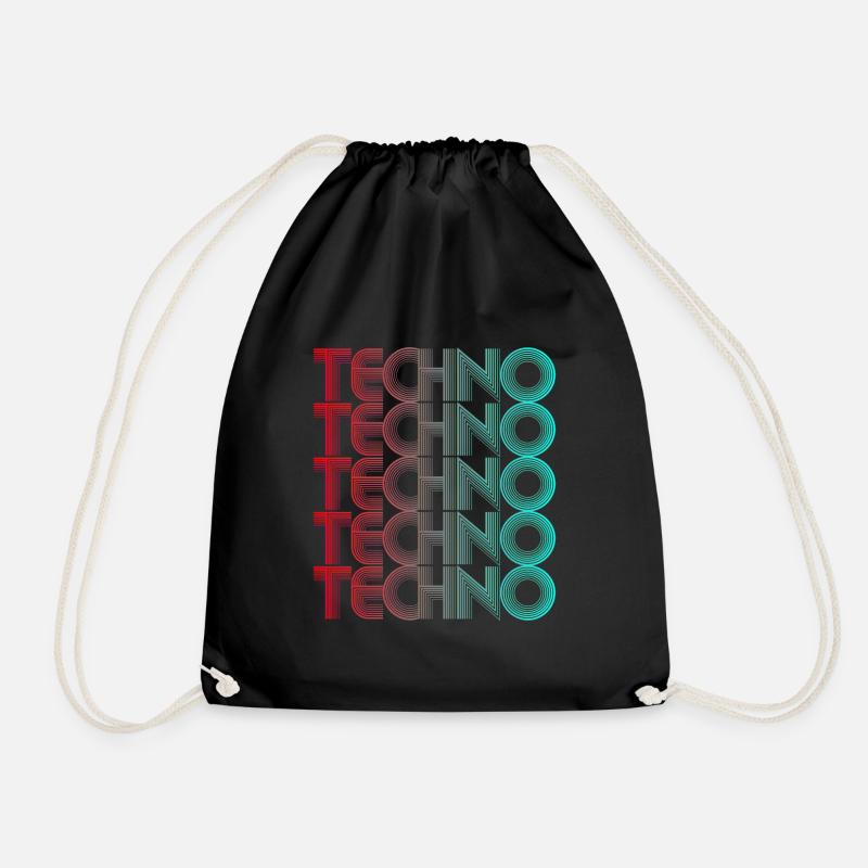 Techno Vaporwave Techno House Music EDM Lovers - Drawstring Bag - black