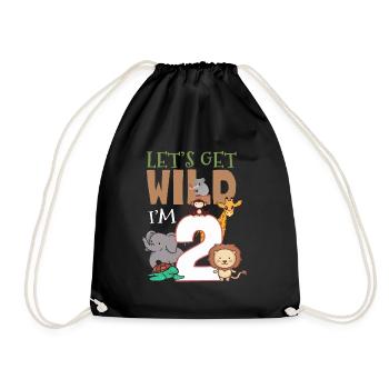 2 Birthday Safari Zoo 2 Birthday Gift Idea - Drawstring Bag - black - Front
