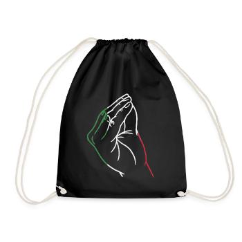 Italy Italian heart flag hand gesture pride - Drawstring Bag - black - Front