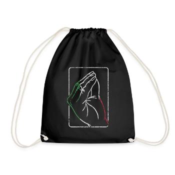 Italy Italian heart flag hand gesture pride - Drawstring Bag - black - Front