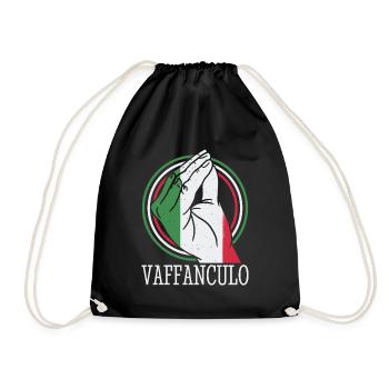 Lustige italienische Italien Vaffanculo Hand Geste - Turnbeutel - Schwarz - Vorne