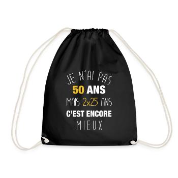 Cadeau anniversaire 50 ans, cinquantaine - Sac de sport léger - noir - Devant