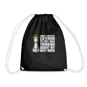 Chess chess piece - Drawstring Bag - black - Front