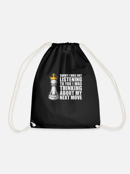 Chess chess piece - Drawstring Bag - black