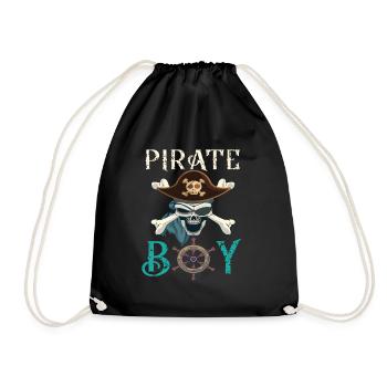 Pirat Totenkopf Piratenschiff Geschenkidee - Turnbeutel - Schwarz - Vorne