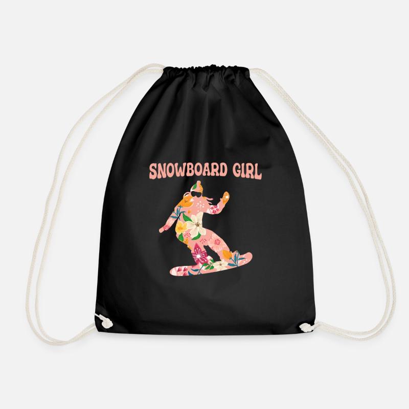 Snowboard Snowboarder Snowboarding - Drawstring Bag - black