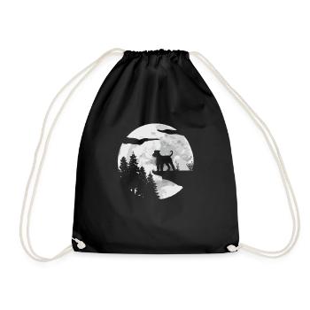 Airedale Terrier Dog - Drawstring Bag - black - Front