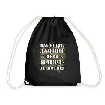 Jawohl Herr Hauptfeldwebel Bund HptFw HF Ausbilder - Turnbeutel - Schwarz - Vorne
