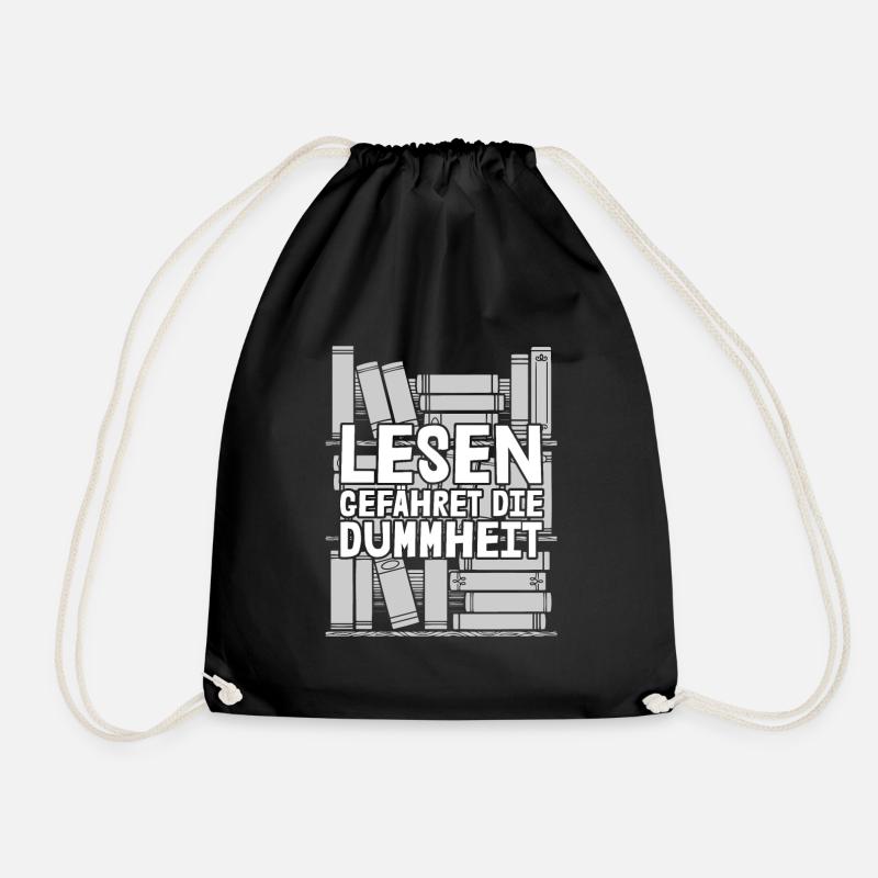 Bücherwurm Leseratte Buch Lesen - Turnbeutel - Schwarz