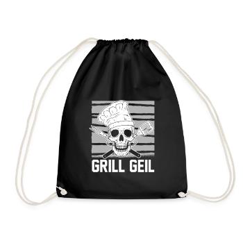 Grillen Grillmeister BBQ - Turnbeutel - Schwarz - Vorne