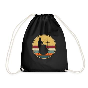 Retro Spielmannszug Vintage Fanfarenzug Trommler - Turnbeutel - Schwarz - Vorne
