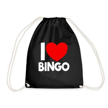 Ich liebe Bingo Red Heart Bingo Liebhaber Gl�ckssp - Turnbeutel - Schwarz - Vorne
