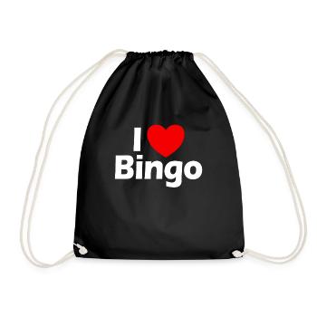 Ich liebe Bingo Red Heart Bingo Liebhaber Gl�ckssp - Turnbeutel - Schwarz - Vorne