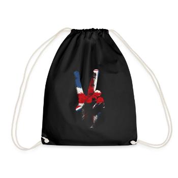 Gro�britannien Flagge Friedenszeichen Hand Frieden - Turnbeutel - Schwarz - Vorne