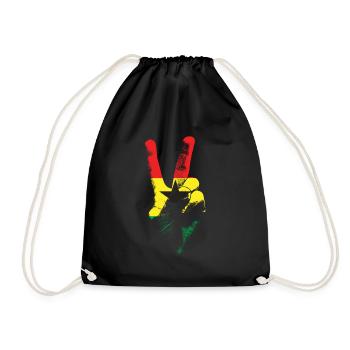 Ghana Flagge Friedenszeichen Hand Juneteenth Fried - Turnbeutel - Schwarz - Vorne