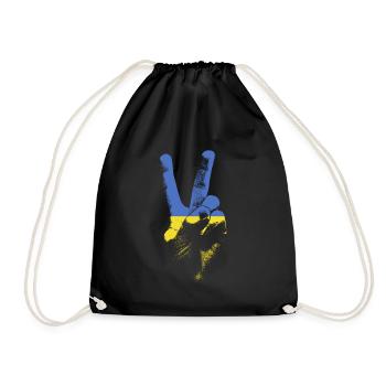 Ukraine Flagge Friedenszeichen Hand stolze ukranis - Turnbeutel - Schwarz - Vorne