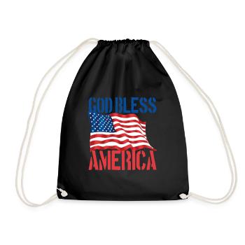 Gott segne America USA Flagge patriotische 4. Juli - Turnbeutel - Schwarz - Vorne