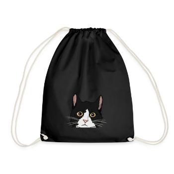 Peeking tuxedo cat Lady Geschenkkatze Mutter Tuxed - Turnbeutel - Schwarz - Vorne