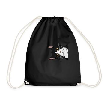 Peeking tuxedo cat Lady Geschenkkatze Mutter Tuxed - Turnbeutel - Schwarz - Vorne