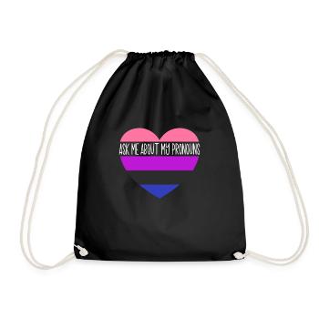 Fragen Sie mich nach meiner Pronomen Genderfluid F - Turnbeutel - Schwarz - Vorne
