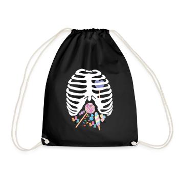 Halloween Candy Ripp Cage Skelett Candy Skeletton - Turnbeutel - Schwarz - Vorne