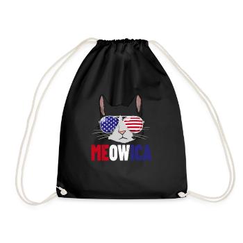Meowica American Flag 4. Juli Tuxedo Katze Meowica - Turnbeutel - Schwarz - Vorne