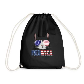 Meowica American Flag 4. Juli Tuxedo Katze Meowica - Turnbeutel - Schwarz - Vorne