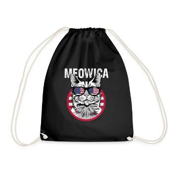 Meowica American Flag 4. Juli Tuxedo Katze Meowica - Turnbeutel - Schwarz - Vorne