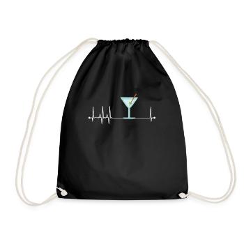 Martini Herzschlag Martini Liebhaber Cocktailgetr� - Turnbeutel - Schwarz - Vorne