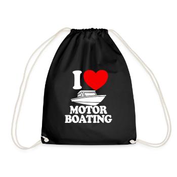 I Love Motor Boat Boat Owners Love Motor Boat - Drawstring Bag - black - Front
